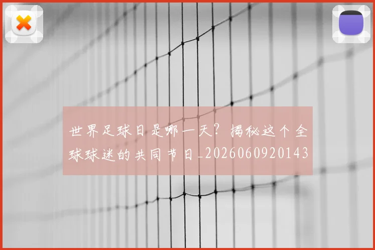 世界足球日是哪一天？揭秘这个全球球迷的共同节日_20260609201439
